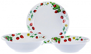 Набор столовый 13 шт 6мелких тарелок/6салатников/1салатник Земляника подарочная упаковка Феникс Olaff 103-02020 000000000001197915