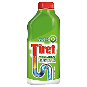 Гель д/удал и профил засоров500млTIRET Antibacterial, дезъин/устранение неприятных запахов,густая структура,безопасен для всех метал 000000000001110528