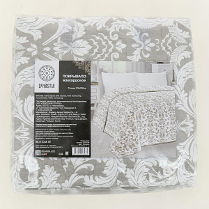 Покрывало DE'NASTIA 210x230см жаккард флора бежевый U000184 000000000001203213