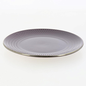 Тарелка десертная 19,7см LUCKY Точки металлическая кайма плоская фиолетовый керамика 000000000001211245