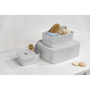 Ящик 2,5л 23х15х9см ECONOVA VELVET светло-серый флэк пластик 000000000001223392