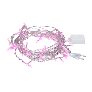 Гирлянда электрическая 2м(+0,6м шнур) 48 LED ламп 12 нитей VEGAS Бахрома розовый свет 8 режимов прозрачный провод 220v 000000000001214525