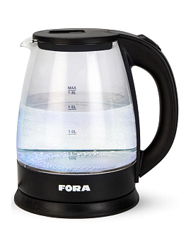 Чайник электрический 1,8л FORA светодиодная подсветка стекло/пластик 000000000001224387