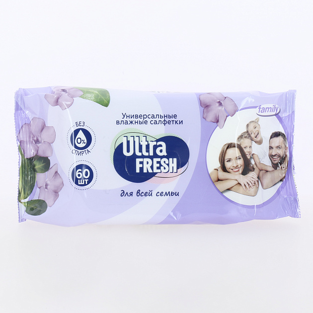Влажные салфетки 60шт ULTRA FRESH Family для всей семьи 000000000001216720