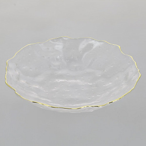 Тарелка D20,3cм 450мл LUCKY средняя прозрачная с золотой каймой стекло 000000000001208554