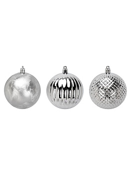Декоративное украшение Набор шаров 3шт 8см серебро пластик 000000000001224145