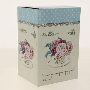 Банка для сыпучих продуктов 1000 мл подарочная упаковка c с клипсой Букет доломит ZFC037-37 000000000001196869