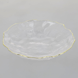 Тарелка D20,3cм 450мл LUCKY средняя прозрачная с золотой каймой стекло 000000000001208554