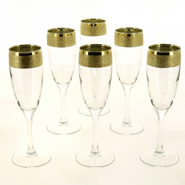 Набор фужеров для шампанского 6шт 170мл ПРОМСИЗ Золотой карат стекло 000000000001190682