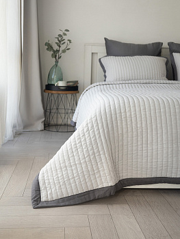 Покрывало 150x205см DE'NASTIA Structure строчка серый полиэстер 000000000001228403