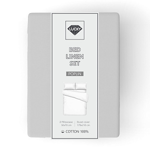Комплект постельного белья 2,0сп LUCKY (пододеяльник, наволочки 50х70см-2шт) светло-серый поплин хлопок 100% 000000000001213702