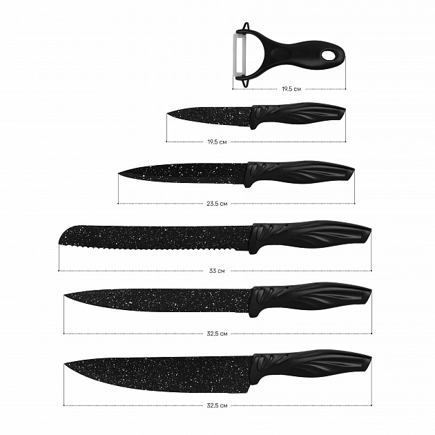 Набор ножей 6 предметов черный металл 000000000001219554