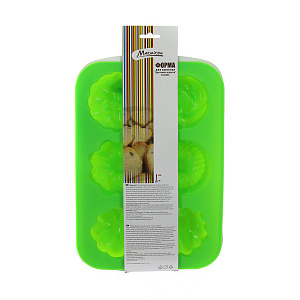 Форма для выпечки Шесть цветков Marmiton, зеленый, силикон 000000000001125390