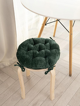 Подушка на стул 40см DE'NASTIA зеленый велюр меланж полиэстер 000000000001226731