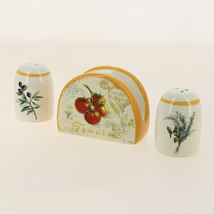 Набор сол+пер+салфетница 1/3 подарочная упаковка Tuscan vegetables  доломит ZFC049-36 000000000001196881