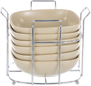 Набор салатников 6шт 450мл керамика металличейский стенд  бежевый подарочная упаковка МОНО Elrington JNX-SO-10591H 000000000001197952