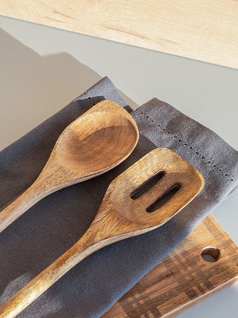 Лопатка для приготовления 35x6см DE'NASTIA с прорезями коричневый манго 000000000001229607