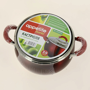 Кастрюля 3,9 нержавеющая сталь, стеклянная крышка с пароотводом Scarlet AppetiteGS10393 000000000001192626