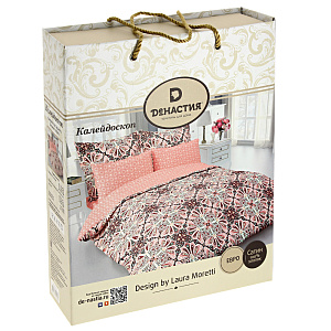 Комплект постельного белья евро DE'NASTIA Калейдоскоп сатин 70x70см-2шт new C010705 000000000001176401