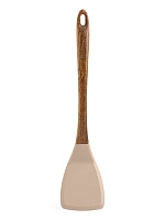 Лопатка кулинарная 34x7,5x1,6см DE'NASTIA деревянная ручка из акации бежевый силикон 000000000001213964