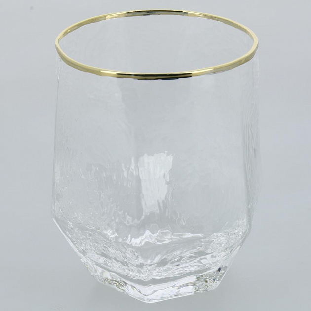 Стакан 390мл LUCKY Ледяной прозрачный с золотой каймой стекло 000000000001210473