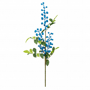 Цветок искусственный ветвь Ягоды 70см синие 000000000001218376