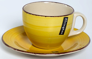 Пара чайная 220мл/блюдце ELRINGTON АЭРОГРАФ Медовый керамика 000000000001211178