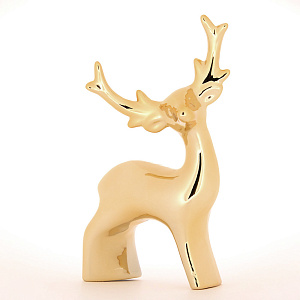 Фигура декоративная 17см Олень розовое золото керамика 000000000001210786