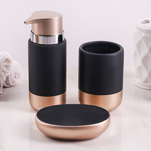 Набор для ванной 3 предмета Руж мыльница дозатор для мыла стакан черный керамика 000000000001211468