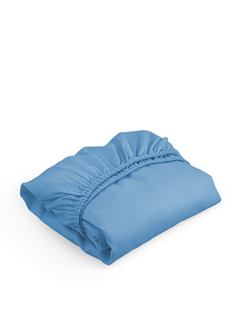 Проcтыня натяжная DE'NASTIA сатин 160x200+25см 100%Хлопок синий C010754 000000000001192982