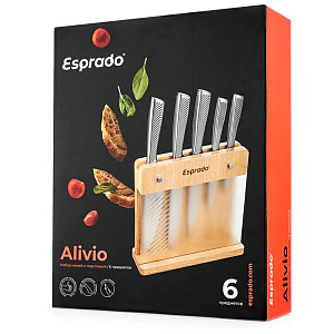 Набор кухонных ножей 5шт с подставкой ESPRADO Alivio нержавеющая сталь Набор кухонных ножей 5шт с подставкой ESPRADO Alivio нержавеющая сталь 000000000001211537