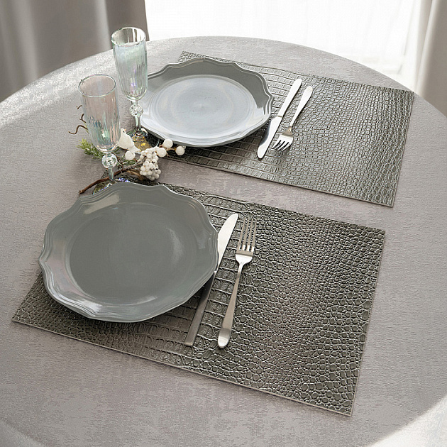 Салфетка сервировочная DeNASTIA Змея Глянец, ПВХ, 45х30, прямоугольник серый E000659 000000000001225634