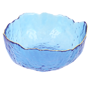 Салатник 13см/350мл LUCKY маленький голубой с золотой каймой стекло 000000000001208544