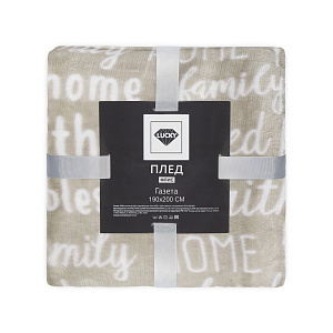 Плед 190x200см LUCKY Газета бежевый флис полиэстер 000000000001219029