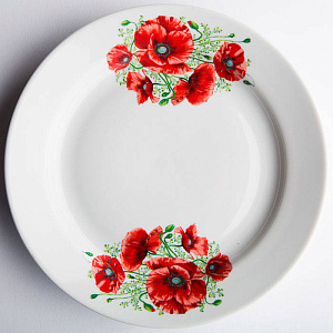 Тарелка десертная 24см Супадкий край Маки фарфор 069512 000000000001193491