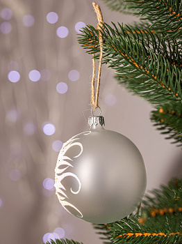 Декоративное украшение Шар №4,5 D8см БИРЮСИНКА Мятый белый стекло 000000000001207647