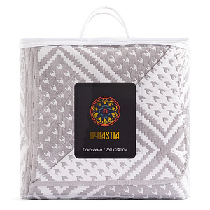 Покрывало 260x240см DE'NASTIA Ромб2 3слоя серое жаккард 55%хлопок 45%полиэстер 000000000001212607