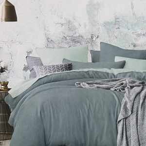 Комплект постельного белья евро Mona Liza Актуал наволочка 70х70см-2шт простыня-215х240см пододеяльник-200х220см сатин ПОЛЫНЬ арктический/мята хлопок 000000000001208621