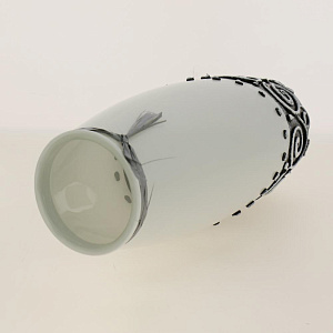 Ваза стеклянная бочка 23,5 см, Барельефный рисунок  с ленточкой Раффа 7735/230/77-641.2 000000000001191053