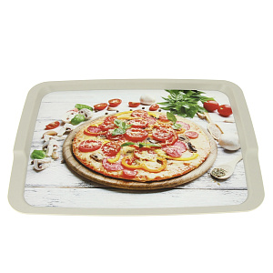 Поднос 42,5х32х2,2см PHIBO с декором зеленый пластик 000000000001143740