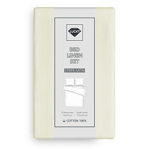 Комплект постельного белья 2сп 70х70см-2шт LUCKY молочный страйп-сатин хлопок 000000000001218171