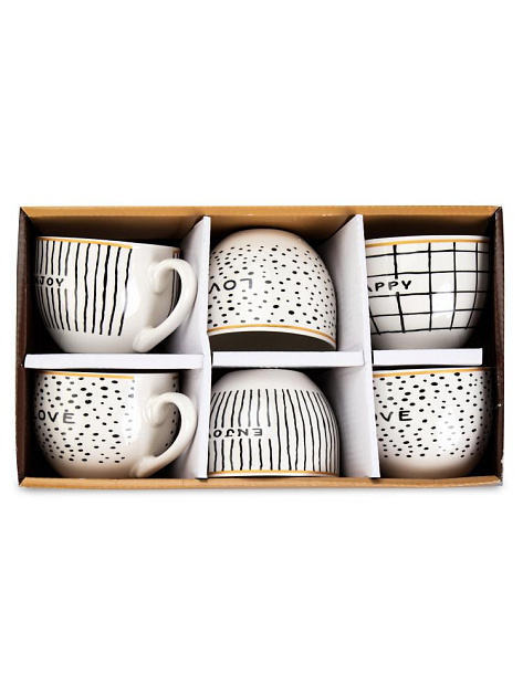 Набор кружек 6шт 250мл Геометрия в ассортименте керамика 000000000001228624