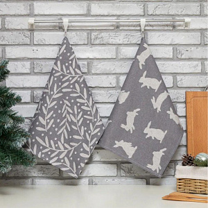 Полотенце кухонное 40х60см Веточки сильвер-990 жаккард хлопок-100% 000000000001215450