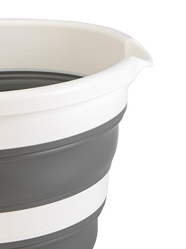 Ведро 10л складной бело-серый полипропилен/силикон 000000000001227337