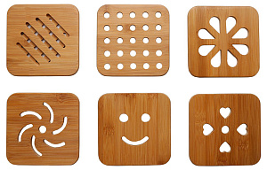 Подставка под горячее 15х15х1см BRAVO квадратая в ассортименте бамбук 000000000001185524