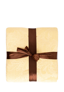 Покрывало 150x200см LUCKY Листья с бахромой желтое 100% хлопок 000000000001212553