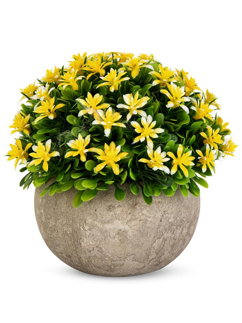 Цветок искусственный растение Мелкие цветы 13см желтые в горшке 000000000001218486