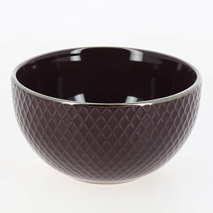 Салатник 13,6см/600мл LUCKY Точки металлическая кайма фиолетовый керамика 000000000001211247