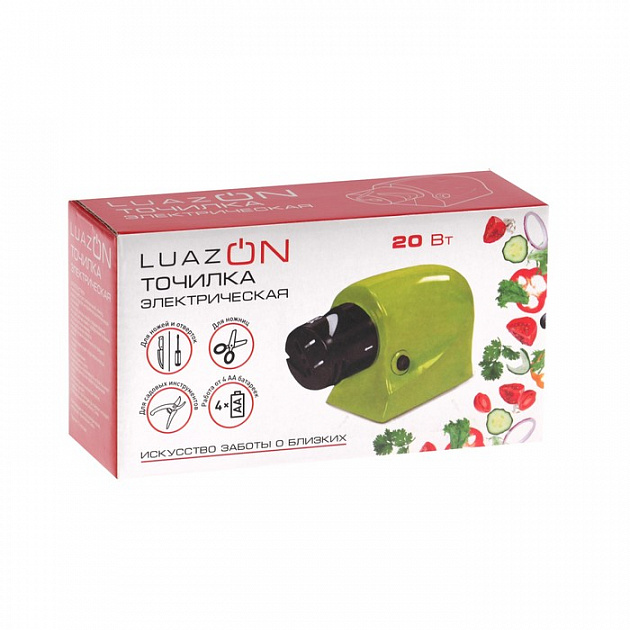 Точилка LuazON LTE-02, для ножей, ножниц, отвёрток,  работает от 4хАА (не в комплекте) 2369518 000000000001186384