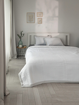 Покрывало 150x205см DE'NASTIA Structure строчка белый полиэстер 000000000001228402